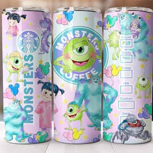 Monsters Tumbler Wrap, 20 Unzen gerade dünne Wrap, Monster Cartoon Sublimationsdesign, Monster Aquarell Sublimationsdesign Digitaler Download