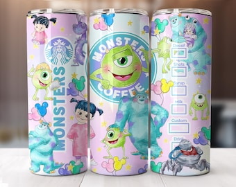 Monsters Cartoon Tumbler Wrap: Watercolor Sublimation Design (Digital Download)