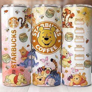 Cartoon 20 Unzen Tumbler Wrap, Pooh Frühling Tumbler Wrap, 20 Unzen Skinny Tumbler, Glitter Tumbler Wrap, Cartoon Wrap, Kaffee Tumbler Wrap