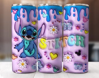 Stitch Cartoon Tumbler Wrap: 20oz Skinny Sublimation Design (Digital Download)