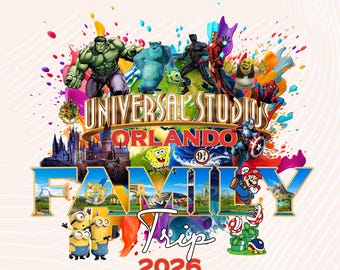 Universal Studios Orlando 2026 PNG: Family Trip Design (Digital Download, PNG File)