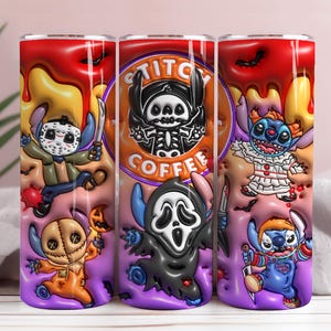 3D Inflated Halloween Tumbler Wrap: Retro Spooky Vibes (PNG Digital Download)