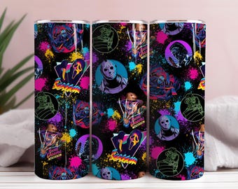Horror Movie Characters Tumbler PNG: 20oz Skinny Tumbler Wrap (Digital Download)