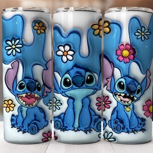 Cartoon 3D Inflated Tumbler, Cartoon Floral Tumbler Wrap, Inflated Tumbler Wrap, Full Tumbler Wrap, 20oz Skinny Tumbler, 3D Tumbler Png
