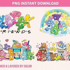 Care Bears PNG, Sublimation Care Bears, Care Bears téléchargements numériques, Care Bears Coffee Latte PNG, Care Bears arc-en-ciel, Care Bears Friends