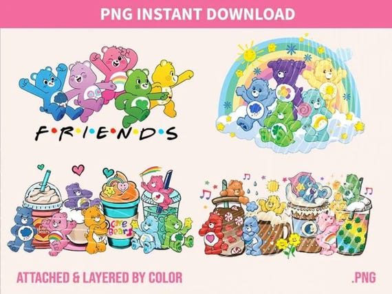 Care Bears PNG Clipart: Rainbow Friends, Coffee Latte (Digital Download)