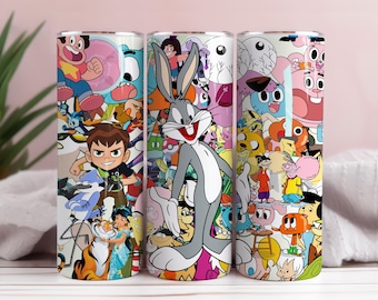 90er Jahre Cartoon Tumbler Wrap: 20 Unzen Tumbler Design (PNG Digital Download)