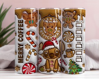 Stitch Gingerbread Christmas 20 Oz Tumbler Wrap (Digital Download)