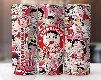 Betty Boop 80s Cartoon Tumbler PNG: 20oz Skinny Tumbler Wrap (Digital Download)