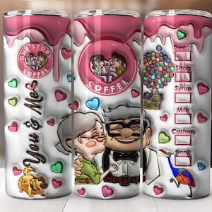 3D inflado Carl e Ellie Valentine Tumbler Wrap, 3D Valentine Coffee Tumbler Wrap, 20oz Up Valentine Tumbler, Valentine Png