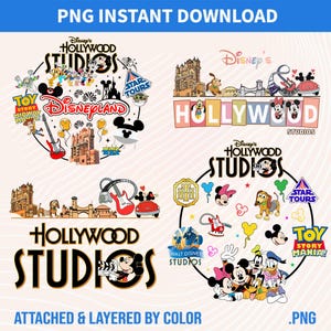 Bundle Hollywood Studios png, Mickey & Co png, Hollywood Tower png, vacances en famille png, souris et amis, mode vacances, sublimation pour png