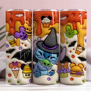 3D Halloween Tumbler Wrap PNG: Spooky Cartoon Snacks, 20oz Sublimation (Digital Download)