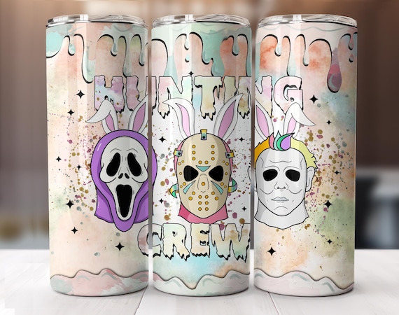 Horror Easter Tumbler Wrap ,Easter Hunting Crew Png, Horror Easter Bunny Png, Easter Ghostface Png, Retro Easter Horror 20 oz Tumbler Wrap
