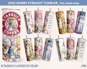 Winnie The Pooh Tumbler PNG: Cartoon 20oz Skinny Wrap (Digital Download)