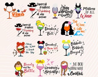 Princess Wine Glass Png Bundle: Magical Kingdom Designs (Digital Download)