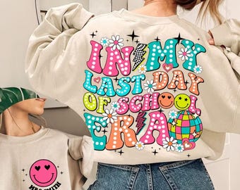 Last Day of School PNG: Retro Smiley Face, Summer Design (Digital Download)