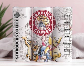 Retro Winnie the Pooh Tumbler Wrap, Starbucks Design (PNG Digital Download)