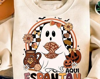 Aqui Espantan Ghost Png, design spagnolo di Halloween (download digitale)