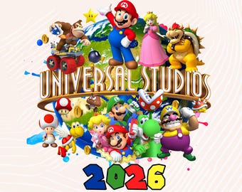 Mario Universal Studios 2026 PNG: Family Trip Design (Digital Download, PNG File)