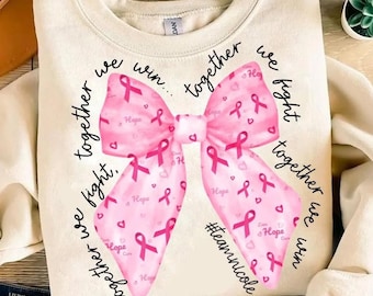Breast Cancer Awareness Bow PNG, Team Warrior Design (Digital Download)