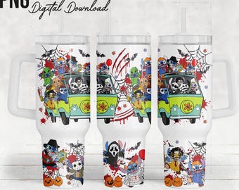Stitch Horror Tumbler PNG: Halloween Sublimation Design (Digital Download 9.3x8.2")