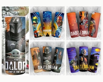 Pacchetto di bicchieri Star Wars: modello sottile Dadalorian da 20 once (download digitale PNG)