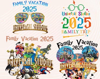 Bundel Universal Studio 2025 png, familie-uitje png, Universal Studios-reis, Universal 2025 png, sublimatieontwerp, png Instant Download