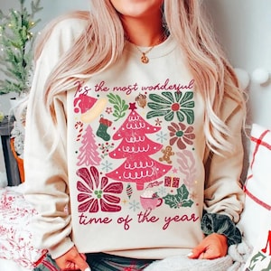 Boho Floral Christmas Png, Pink Christmas Hand Drawn Png, Boho Christmas Sublimation, Coquette Christmas Png, Girly Christmas Tree Png