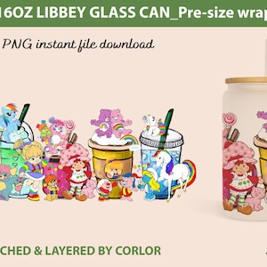 Vintage 80s Cartoon Coffee, 16oz Can Glass Wrap Design PNG, Retro Cartoon 80s Tumbler, 80s cartoons png,Retro 80s cartoons Tumbler Wrap, Png