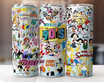 90er Jahre Cartoon Tumbler Wrap: Retro Movie Design (Digitaler Download)