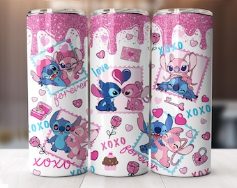 Stitch Valentine Tumbler Wrap: Cartoon 20oz PNG (Digital Download)