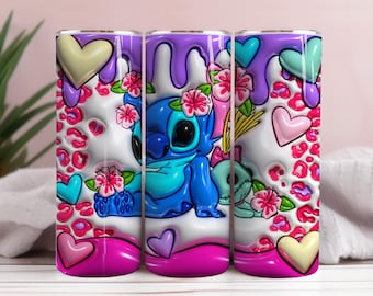 Inflated Stitch 20oz Tumbler Wrap: Cartoon Movie PNG (Digital Download)