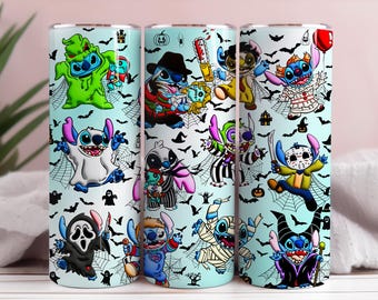 Halloween Stitch Tumbler PNG, Horror Friends 20oz Wrap (Digital Download)