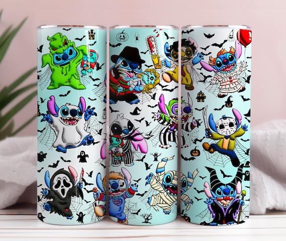 Halloween Stitch Tumbler PNG, Horror Friends 20oz Wrap (Digital Download)