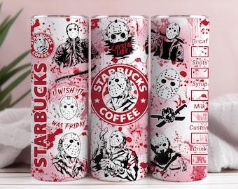 Horror Movie Jason Tumbler Wrap PNG, 20oz Skinny Tumbler (Digital Download)