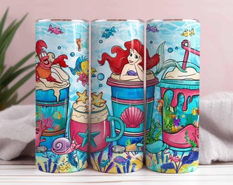 Envoltura para vaso Ariel: Vaso delgado de 20 oz de Princess Coffee (descarga PNG)