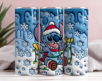 Envoltorio para vaso navideño con puntada 3D, 20 oz, delgado, sublimación (descarga digital PNG)