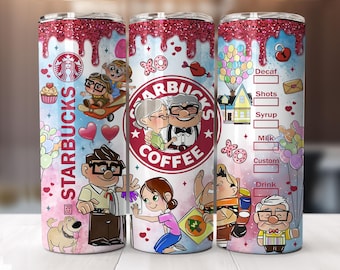 Carl And Ellie Valentine Tumbler Design PNG, Cartoon Valentine Tumbler Wraps, 20oz Skinny Tumbler, Valentine Coffee Png,PNG Digital Download