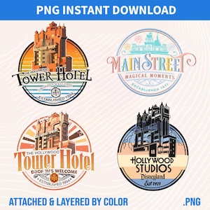 Bundle Hollywood Studios Png, Main Street Png, Hollywood Tower Png, Férias em Família Png, Mouse e Amigos, Modo Férias, Sublimação para Png
