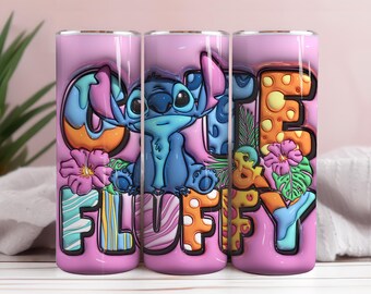 Cartoon Inflated 20oz Tumbler Wrap, Stitch Design (PNG Download)