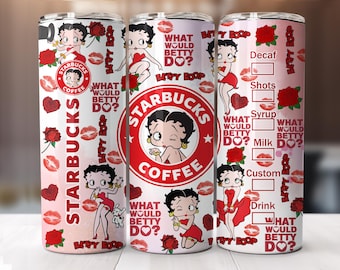 Betty Boop 80s Cartoon Tumbler PNG - 20oz Skinny Tumbler (Digital Download)