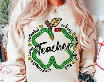 Lucky Teacher Shamrock PNG: Matite per il giorno di San Patrizio (download digitale)
