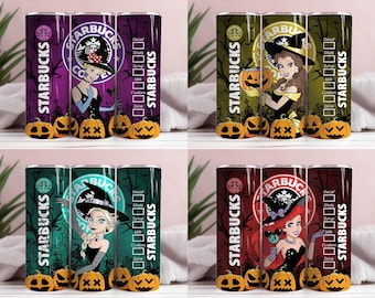Princess Halloween Tumbler PNG Bundle: Ariel, Beauty & The Beast (Digital Download)