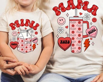 Mama Mini Matching Valentines png, Valentine Day Png , Retro Valentines Heart, Mama and Mini Valentine Png, Matching Valentine Shirts
