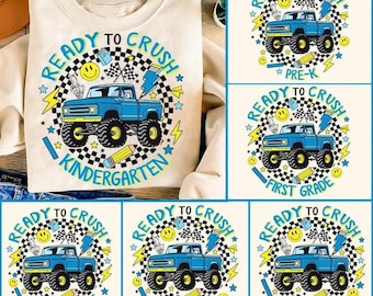 Back to School For Boys Bundle, Kindergarten Dude, First Day Of School, Truck For Boy Png,Ready To Crush First Second Third Grade