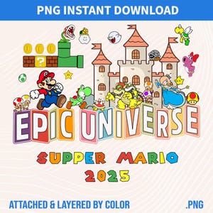Epic Universe Mario 2025 PNG: Family Trip Sublimation Design (Digital Download)