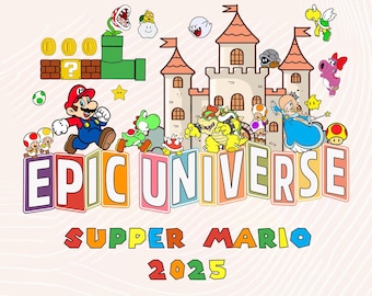 Epic Universe Mario 2026 PNG: Family Trip Sublimation Design (Digital Download)