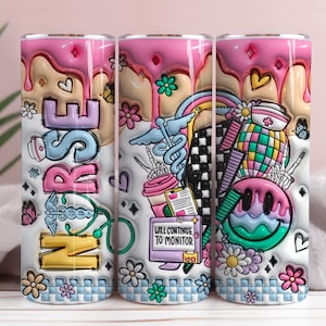3D Nurse Life Tumbler Wrap: Leopard Print, Puffy Design (Digital Download)