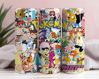 Cartoon Tumbler Wrap, 20 Unzen Cartoon Film Tumbler Wrap, 90er Jahre Baby Tumbler Wrap, Cartoon Png, 90er Jahre Cool Kids Cartoon Tumbler Wrap