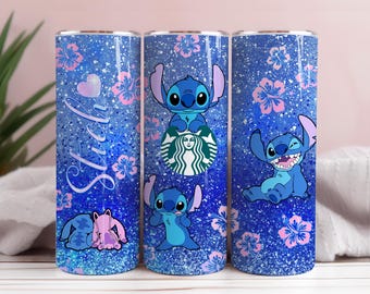 Stitch Cartoon Tumbler PNG: Color Splash Design (Digital Download)
